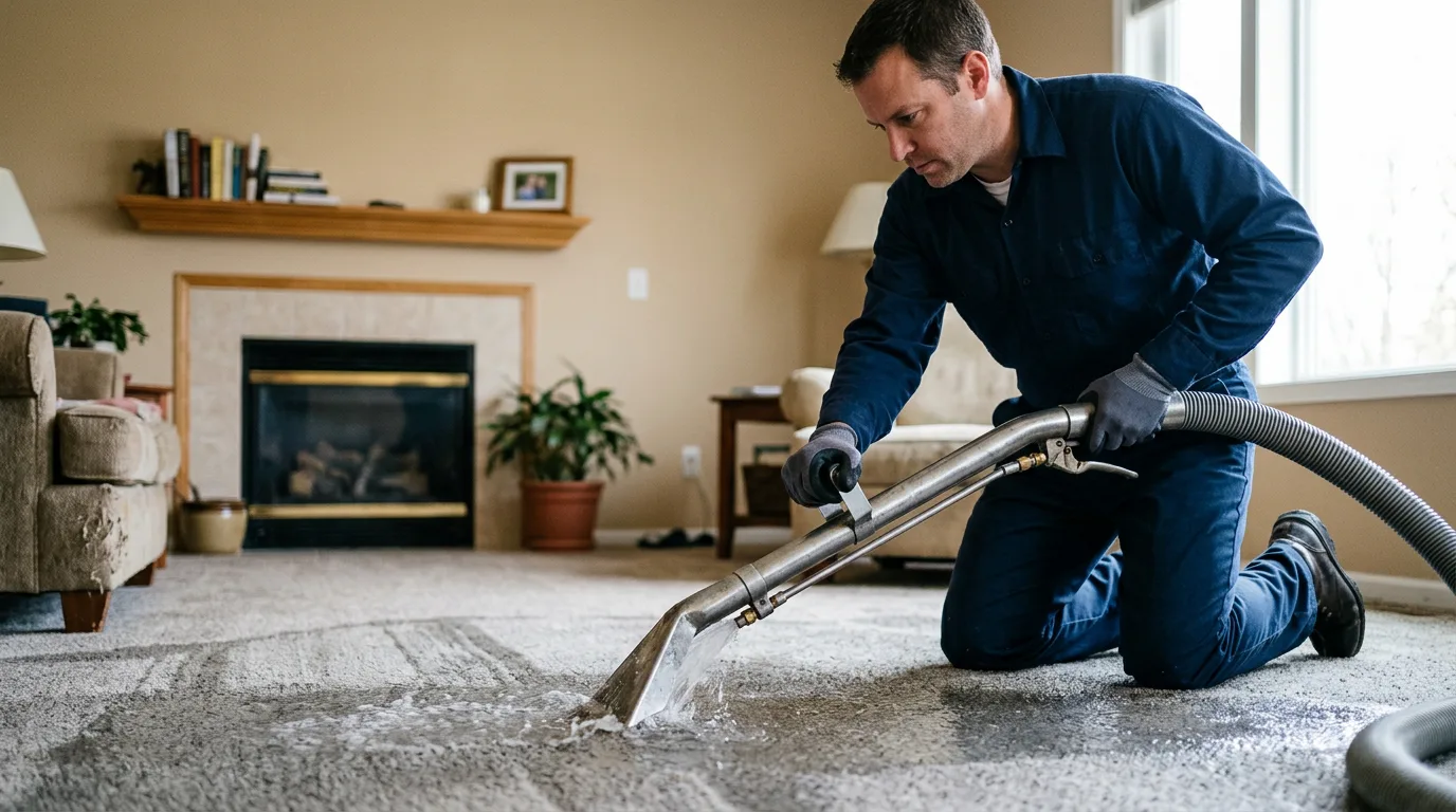 Water damage restoration technician working near Gillett, WI